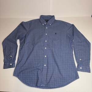 Polo Ralph Lauren Men's Long Sleeve Blue Gingham Plaid Button Down Shirt
